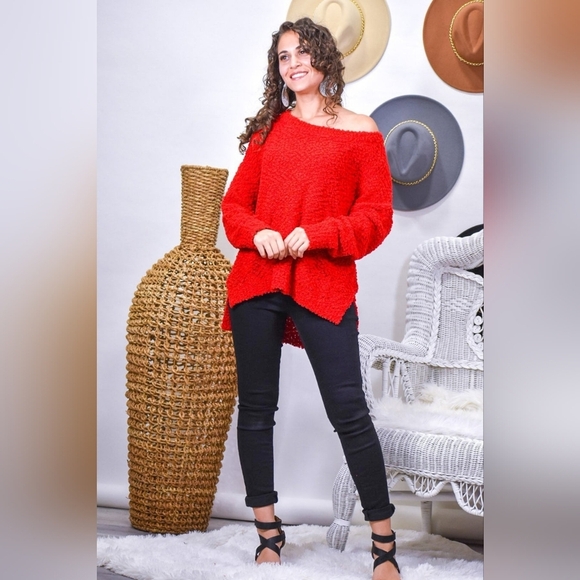 Bundle 2 B Sweater for $59 Miracle Fancy Soft Vibrant Red Popcorn Knit Sweater - Picture 3 of 9